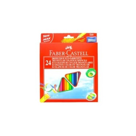 ASTUCCIO 24 PASTELLI COLORATI TRIANGOLARI ECO + TEMPERINO FABER CASTEL