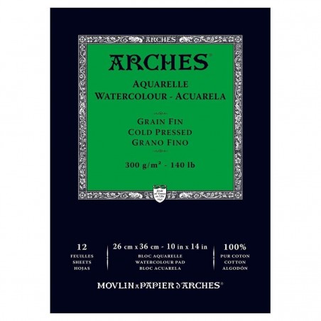 Arches Blocco Enc 29,7 x 42 12H Aquarelle 100% Fine 300 g Bianco Nat